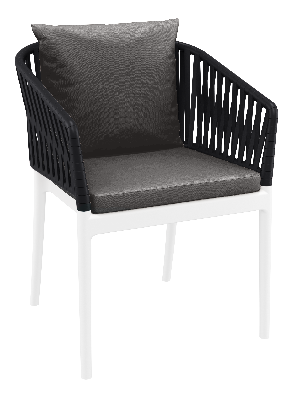 siesta portofino armchair - white/black with dark grey cushions 