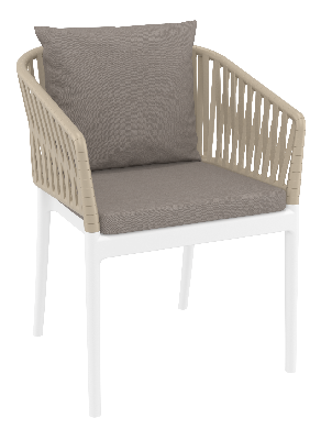 siesta portofino armchair - white/taupe with light brown cushions 