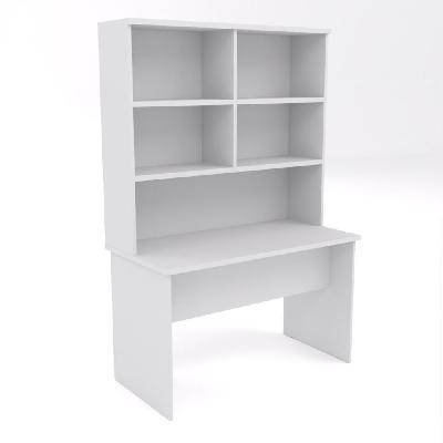 ekosystem straightline desk with hutch - white - 1200 x 600
