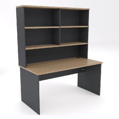 ekosystem straightline desk with hutch - new oak - 1500 x 750  