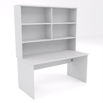 ekosystem straightline desk with hutch - white - 1500 x 750