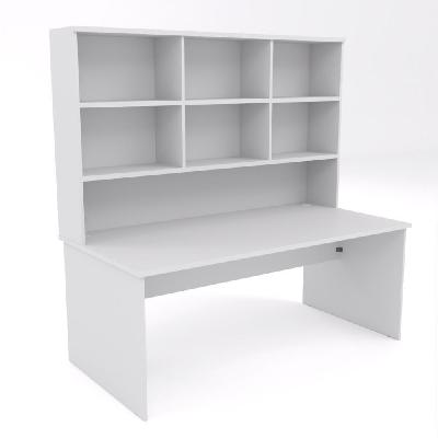 ekosystem straightline desk with hutch - white - 1800 x 750