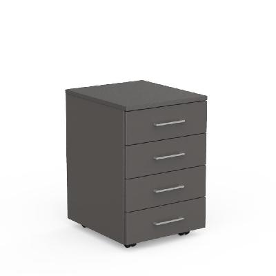 ekosystem mobile 4-drawer pedestal unit - charcoal