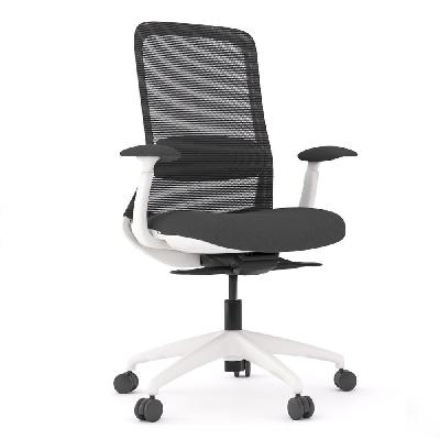 flow task chair white-black with adjustable arms