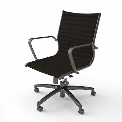 metro mid back meeting chair - black pu leather