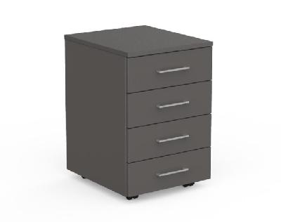 ekosystem 4-drawer mobile pedestal unit - charcoal