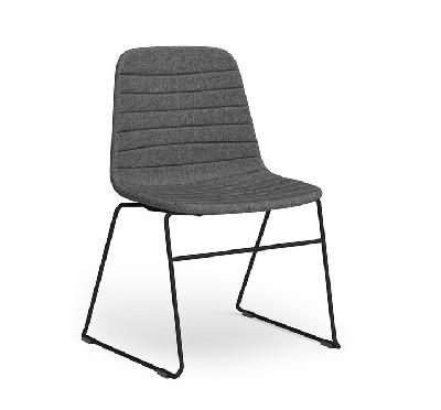 sofia chair with sled powder-coated base – black frame, fabric upholstery - pewter