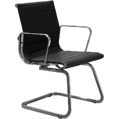 aero visitor chair cantilever base medium back arms leather black 
