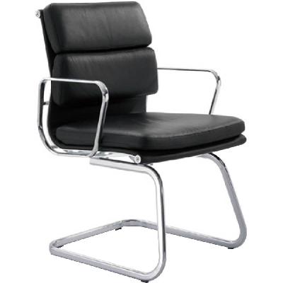 manta visitor chair cantilever base medium back arms leather black 