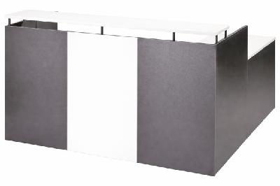 om reception counter desk 1800 x 750 x 1100mm with return, white/charcoal 