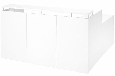 om reception counter desk 1800 x 750 x 1100mm with return, white