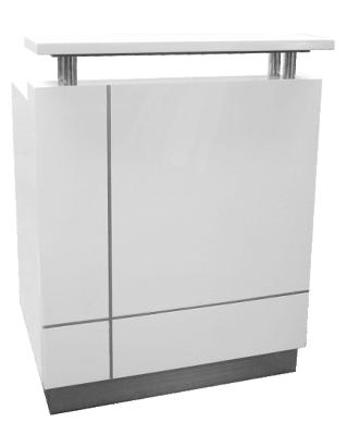 receptionist reception counter - 880mm w - gloss white 