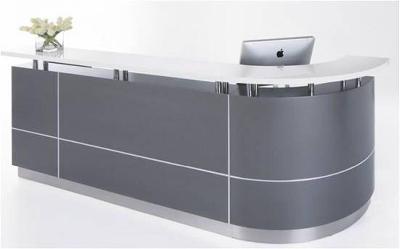 executive reception counter left-hand curve 2750 x 950 x 1150mm metallic grey 