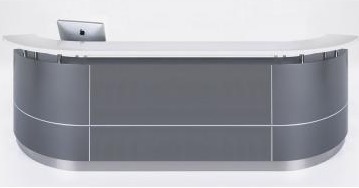 executive c-shape reception counter 3700 x 950 x 1150mm metallic grey