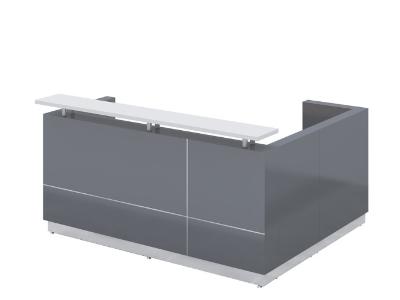 hugo corner l-shape reception counter metallic grey with left-hand return