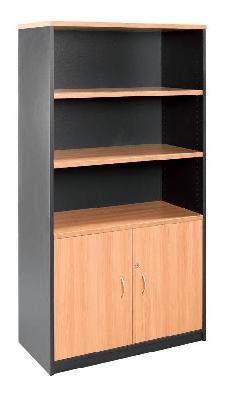 om half door cabinet 900 x 450 x 1800mm beech/charcoal 