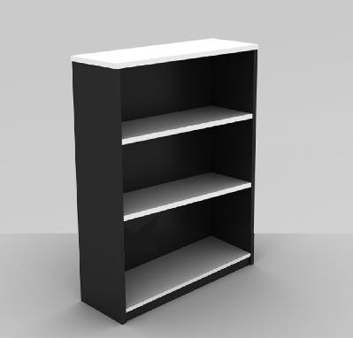 om open bookcase 900 x 320 x 1200mm white/charcoal 