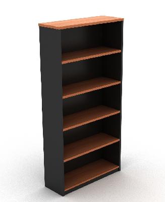 om open bookcase 900 x 320 x 1800mm cherry/charcoal 