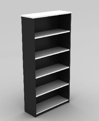 om open bookcase 900 x 320 x 1800mm white/charcoal 