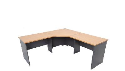 om corner workstation 1800 x 1800 x 700mm beech/charcoal 