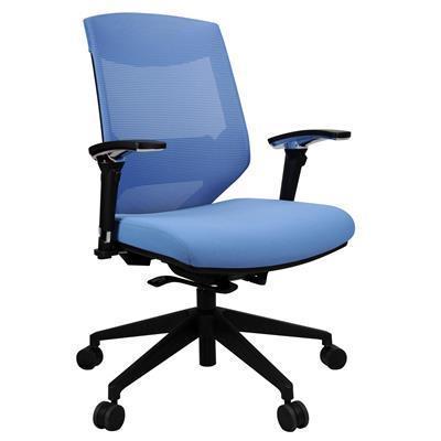 vogue task chair medium mesh back arms blue 