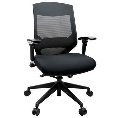 vogue task chair medium mesh back arms black 