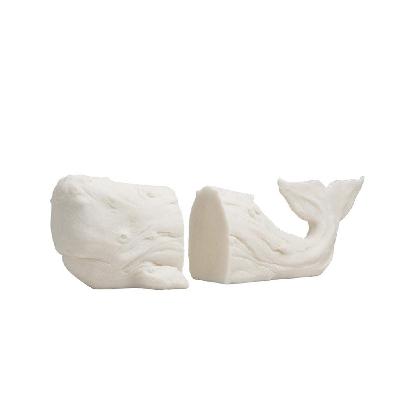 sandstone whale bookend - white 