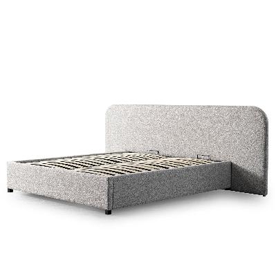greta king sized bed frame - clay grey with storage