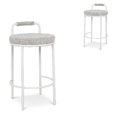 set of 2 - karimi 65cm white bar stool - clay grey