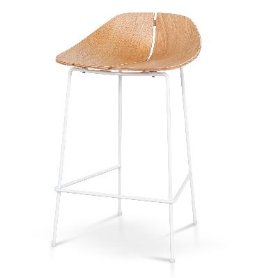 breeze 65cm matte white bar stool - natural