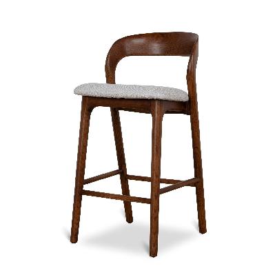 marlow 65cm walnut bar stool - naxos beige