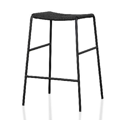 set of 2 - carrillo 65cm rattan barstool - full black 