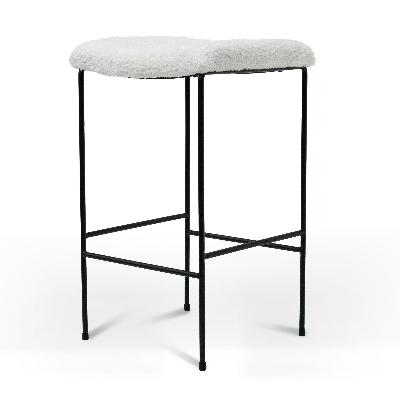seymour 65cm bar stool - white synthetic wool 