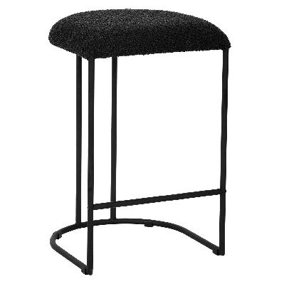 set of 2 - galvan 65cm bar stool - black boucle 