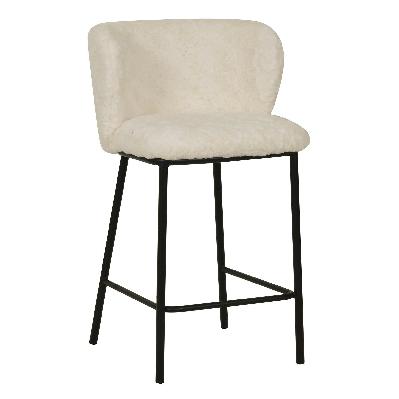 set of 2 - flossie 65cm fabric bar stool - ivory white rabbit 