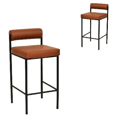 set of 2 - shaffer 65cm fabric bar stool - brown 