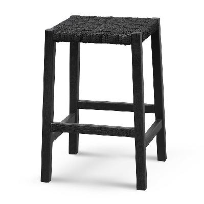 jolen 65cm rattan bar stool - full black 