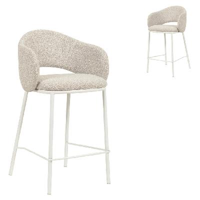set of 2 - mani 65cm white bar stool - clay grey