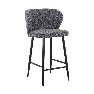 set of 2 - perkins 65cm bar stool - anthracite grey boucle 