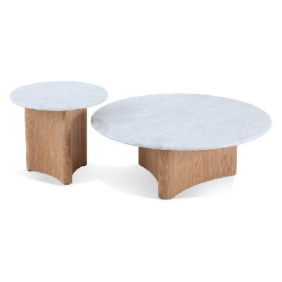 zafar nested marble coffee table - natural
