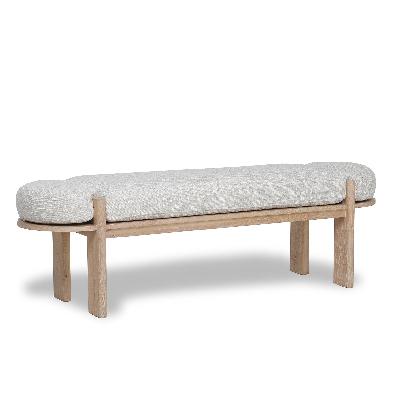jahoda 1.6m light natural elm bench - natural linen 