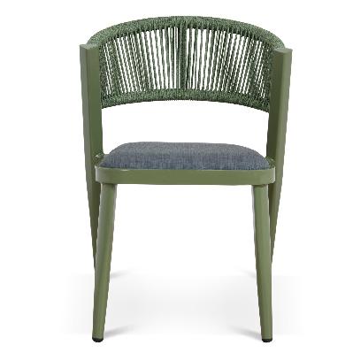 set of 2 - marzella army green outdoor dining chair - grey
