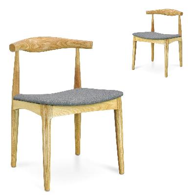 set of 2 - henrik fabric dining chair - natural with light grey seat 