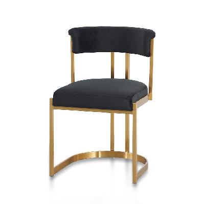 adela black velvet dining chair - golden base 