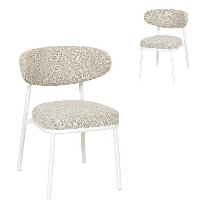 set of 2 - ambrosi white dining chair - clay grey 