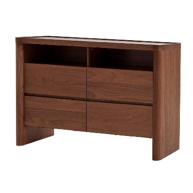 modesta glass top chest of drawer - walnut 