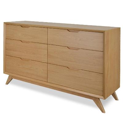 nora 6 drawer wide chest wood dressing - natural 