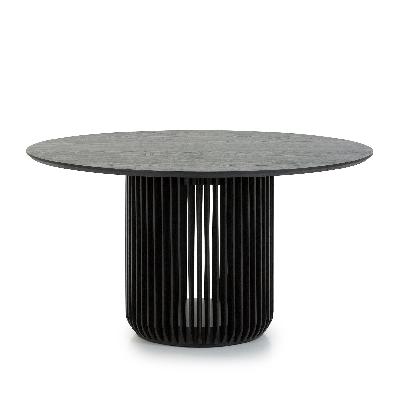 arvena 1.4m round dining table - black stain