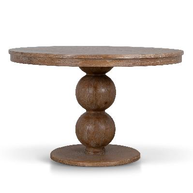 orlun 1.2m round elm dining table - natural