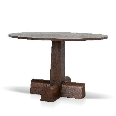 vistone 1.2m round dining table - dark brown